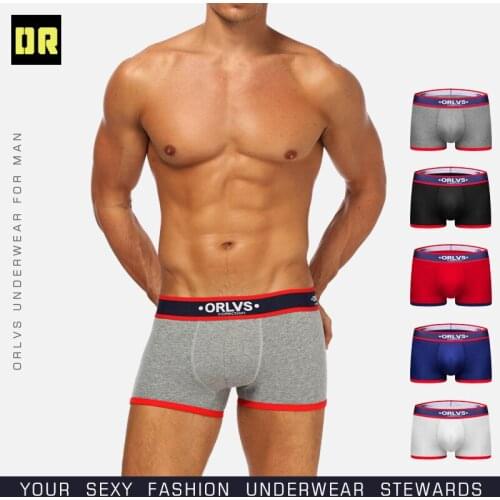ORLVS mens underwear cotton low waist hip breathable sexy comfortable flat-angle pants mens OR138