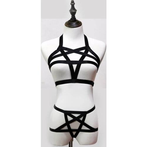 Set Of Sexy Womens Cupless Cage Bra Harness Bra Underwear Gothic Bustier