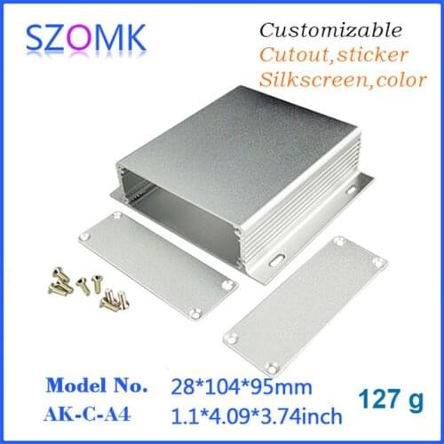 Wall mounting aluminum housing for electronics project box (1 pcs) 28*104*95mm silvery powder coating aluminum instrument case