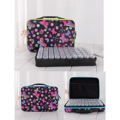 New 60 bottles of diamond painting accessories container storage bag box suitcase 5D butterfly diamond embroidery tool handbag