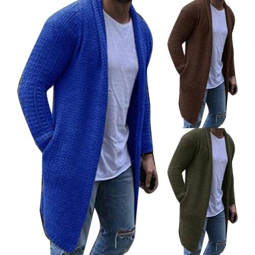Autumn Winter Mens Long Sweatercoat Solid Color Long Sleeve Hooded Sweater Outerwear Casual Sweater Cardigan Mens clothes