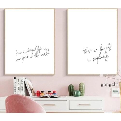 How Wonderful Life Quote Poster Beauty In Simplicity Poetry Canvas Painting and Prints Minimalist Wall Art Pictures Home Decor
