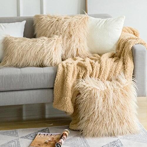 11cm Fluffy Pillow Wool Cushions Fur Cushion Soft Sofa Long Plush Bed Pillows Christmas Home Decor Christmas Room Throw Pillow