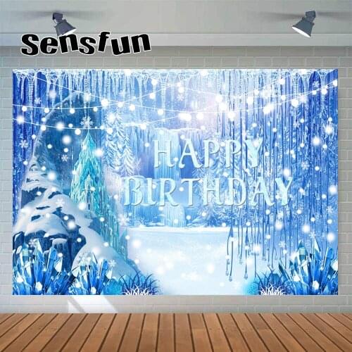 Sensfun Winter Frozen Girls Birthday Party Backdrops Snow Bokeh Wedding Photography Backgrounds Custom Photo Studio Photocall