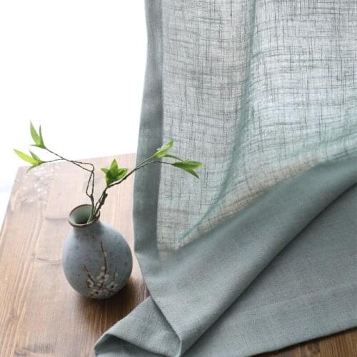 Modern cotton linen curtain yarn semi shading curtain yarn plain balcony curtain yarn custom living room yarn decoration curtain