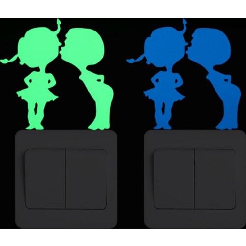 Luminous Switch Sticker Boy Whisper in Girls Ear Home Decor Glow in the Dark Wall Sticker Kids Room DIY Decoration Decals