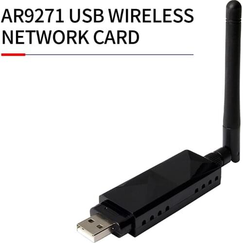 USB Wireless Network Card WiFi Receiver USB WiFi Adapter with AR9271 Chipset Detachable Antenna Stable High-speed Transmission