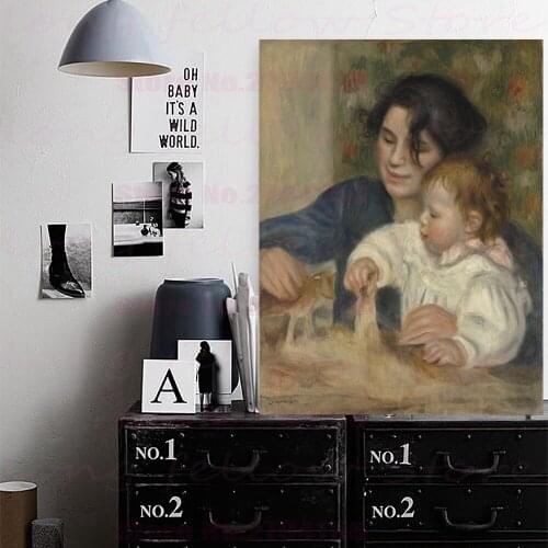 Vintage Home Decorations Auguste Renoir Replica Gabrielle and Jean Figure Painting Print Canvas Prints Hallway Lobby Wall Decor