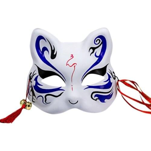 Japanese Animal Cat Half Face Mask Hand-Painted Cosplay Anime Masquerade Costume