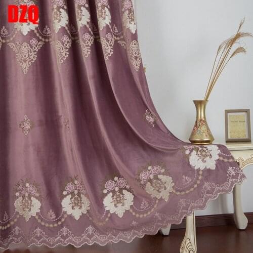 European Style Curtains for Living Dining Room Bedroom Water-soluble Embroidered Blackout Curtain Fabric Simple Jacquard Curtain
