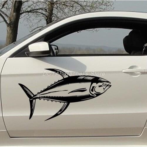Yellow Fin Tuna Fish Car Sticker Decal Boat Yacht Door Window Trunk Helmet for Volkswagen VW Vinyl Mural decor