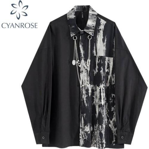2021 Spring Long Sleeve Womens Blouse Shirt Tie Dye Patchwork Vintage Streetwear Korean Fashion Clothing Casual Blouse Female
