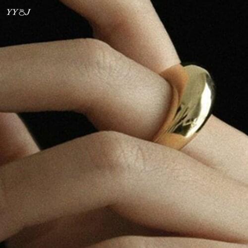 High dome stainless steel gold ring for women minimalist vintage elegant chunky ring punk fashion jewelry 2021