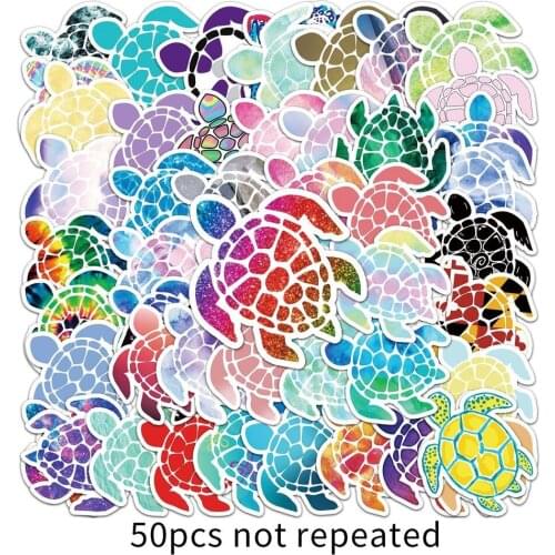10/50pcs Marine Organism Green Turtle Stickers For Motorcycle Notebook Computer Car Childrens Toys Guitar Refrigerator