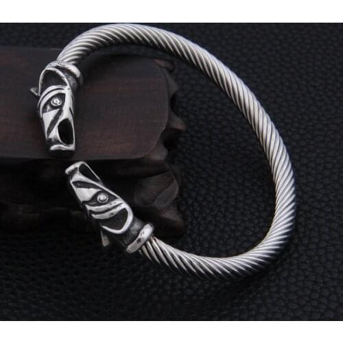 2019 new arrival Stainless steel Nordic Viking Raven bracelet adjustable never lose color men jewelry