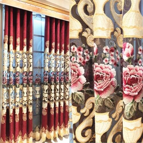 2021 new style luxury Curtains for Living Room Bedroom Chenille Curtain Shading Embroidered Curtain Cloth Wholesale Spot