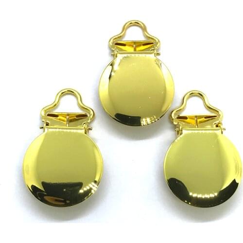 25pcs Small Loop 5mm Gold Color Round Suspender Clips Rack Plating