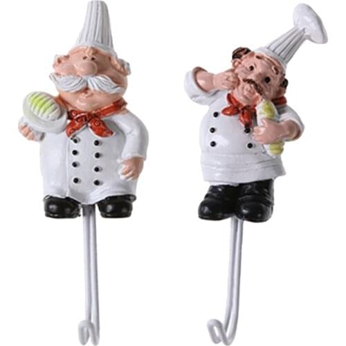 2x Kitchen Cartoon Chef Style Resin Storage Wall Hanger Hook Bath Towel Rack