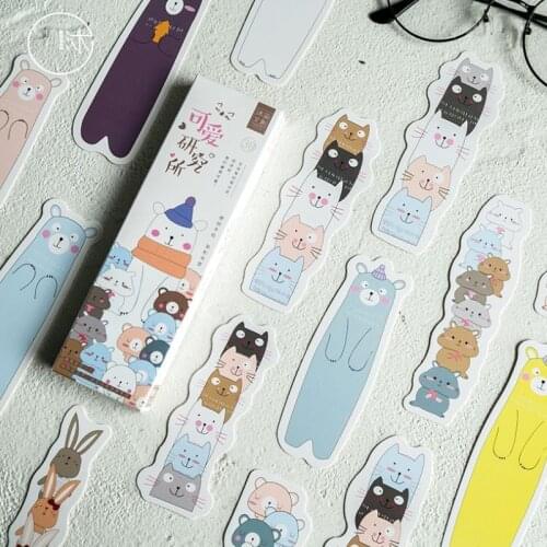 30pcs/lot kawaii cartoon animal hand-drawn bookmarks page holder best gifts for reader office and school supplier stationery