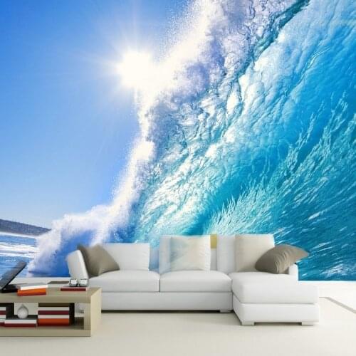 Beibehang 3d creative bedroom wallpaper silk cloth blue ocean home decoration can make custom size wallpaper papel de parede