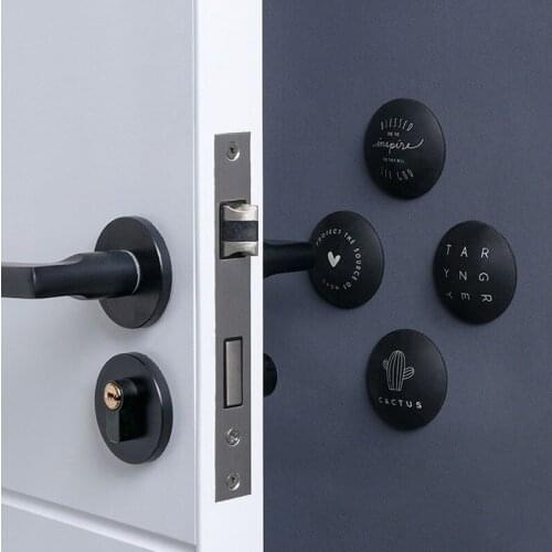 4pcs Creative Black White Silicone Door Handle Protection Pad Anti-Collision Shockproof Mute Cushion Handle Furniture Protection