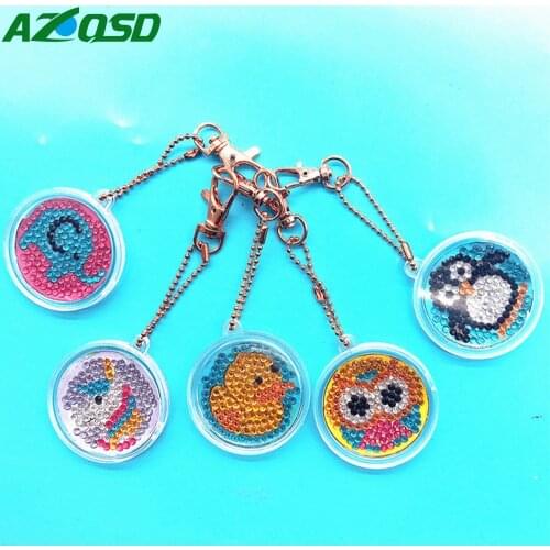 AZQSD Diamond Painting Cartoon Keychain Diy Pendant Keyring Bag Buckle Special Shaped Full Drill Handmade Gift