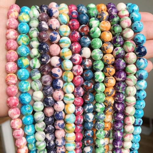 Natural Stone Rain Colorful Jaspers Beads Round Loose Spacer Beads Mineral Crafts Lucky Beads For Diy Jewelry Making 4/6/8/10mm