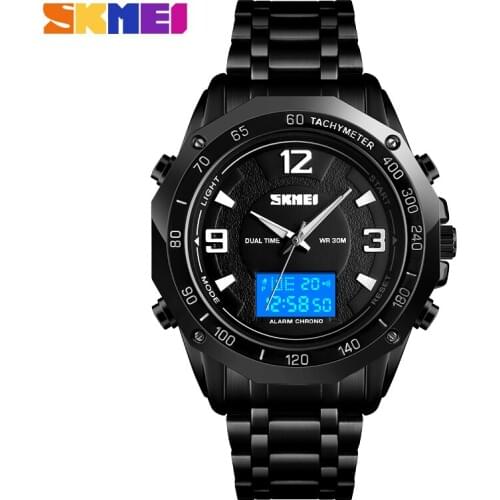 SKMEI Luxury Men Quartz Watch Men Dual Display Digital Wristwatches Waterproof Fashion Men Sports Watches relogio masculino 1504