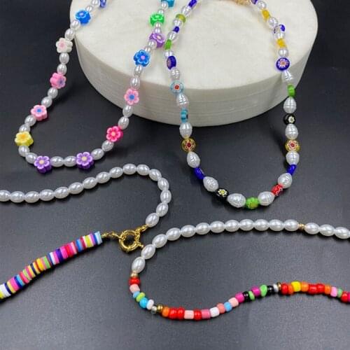 E56A 4 Pack Boho Beaded Necklace for Women Adjustable Beaded Choker Necklaces Colorful Seed Bead Necklace Chain Jewelry Set