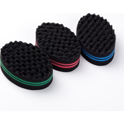 Elliptical Double-purpose Hair Sponge Brush with Holed Curly and Disorderly Hair Random Color