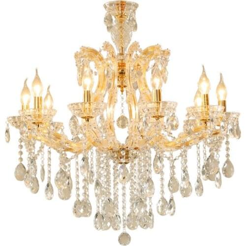 European style living room golden chandelier restaurant candle chandelier bedroom crystal lamp villa duplex floor lamp fixture