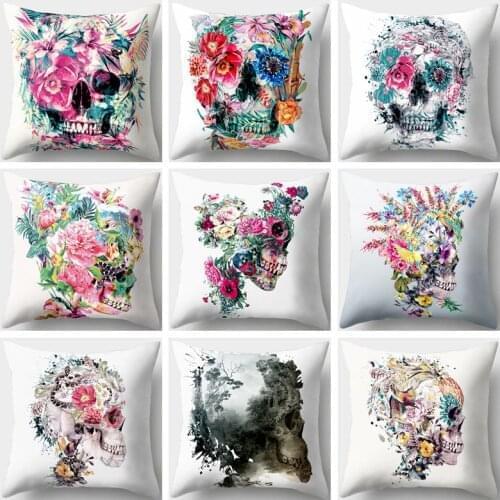 Colorful Skull Cushion Covers Flower Abstract Art Throw Pillow Cover Sofa Decorative Pillow Case Home Decor
