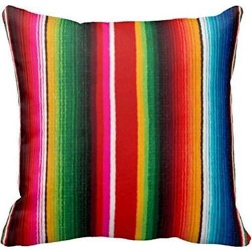 Trendy Colorful Mexican Style Striped Decorative Throw Pillow Case Cushion Cover Modern Mexican Fabric Home Decoration Gift 18"