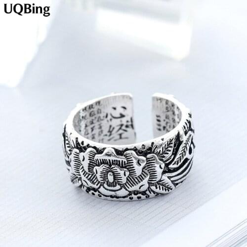 New Arrivals Pure 925 Sterling Silver Mens Rings Peace Lotu Rings Adjustable Size Ring Fashion Sterling Silver Jewelry