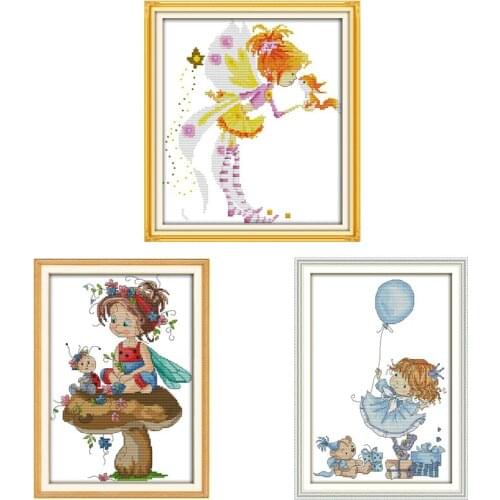 The Little Girl Patterns Counted Cross Stitch 11CT 14CT Cross Stitch Set Chinese Cartoon Cross-stitch Kit Embroidery Needlework