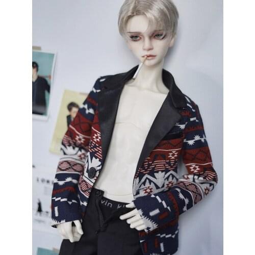 NEW BJD Doll Clothes Suit Red and Blue Linen Jacket Retro Ethnic Style Top Suitable for 1/41/3 Uncle Doll Accessories