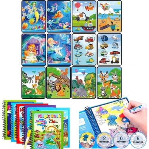 NEW Magic Water Drawing Book Coloring Doodle & Magic Pen Drawing Toys early Education For Kids Birthday Gifts Painting Toys
