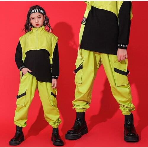 New Hip Hop Dance Clothes For Kids Street Dance Hiphop Suit Boys ChildrenS Jazz Performance Clothes Girls Stage Outfits DQS6155