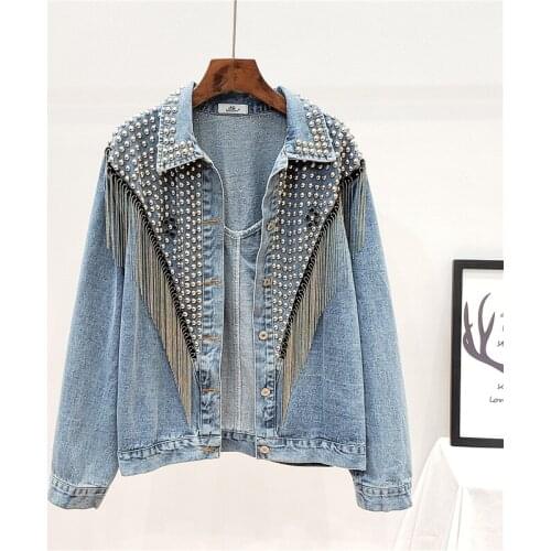 2020 Spring New Tassel Denim Jackets Women Fashion Wild Casual Female Jackets Loose Long Sleeve Outerwear