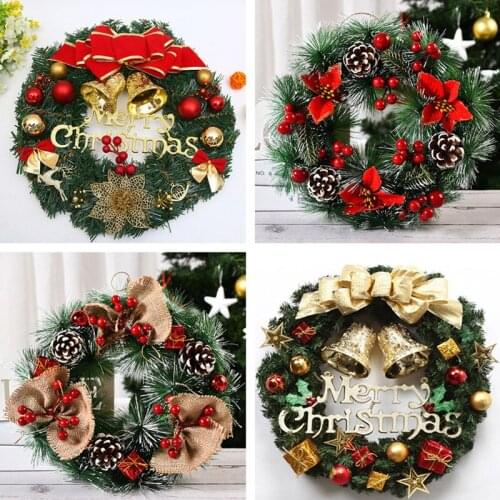 New Year 2022 Christmas Garland Wreath Pinecone Christmas Tree Decorations for Home Xmas Party Hanging Ornament Noel Xmas Gift