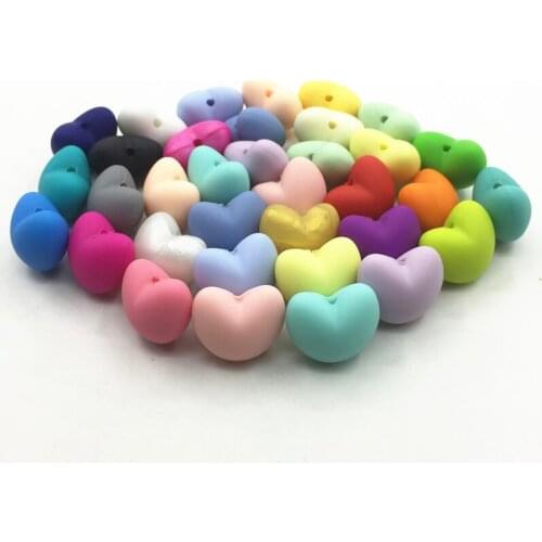 Wholesale Food-safe Baby Teething heart Bead For Nursing Necklace Jewelry/ silicone teething loose 20mm heart beads ,100pcs/lot