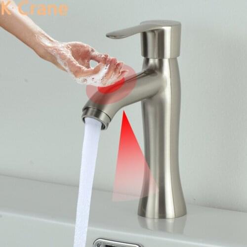 Touch Sensor Faucet Bathroom Smart Sense Automatic Tap Single Cold Zinc Alloy Grifo Basin Vanity Sink Inductive Torneira Brush
