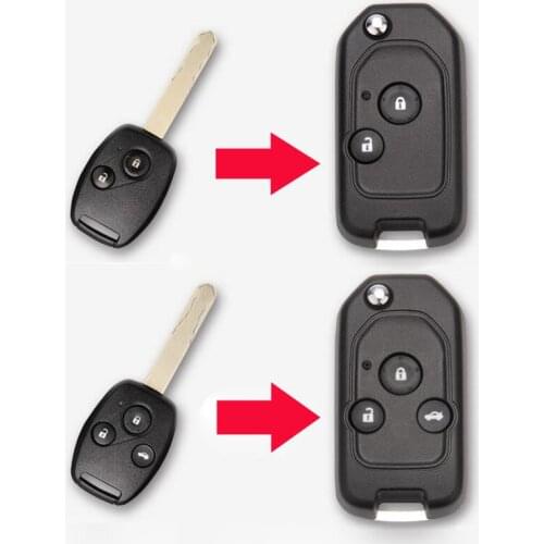 3 Buttons/2 Buttons Modified Flip Folding Remote Key Case Shell For Honda CRV City Fit Accord Odyssey Fob Key Cover