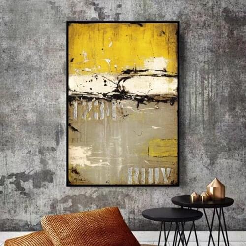 Modern Oil Pianting Posters and Prints Wall Art Canvas Painting Yellow Abstract Art Pictures for Living Room Home Decor No Frame
