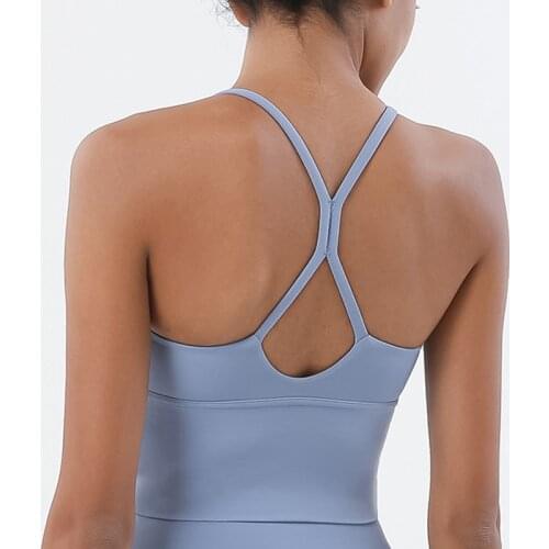 X-Soft Nude Sports Bra Back Cross Yoga Bra Push Up Shockproof Fitness Gym Fitness Bras Crop Tops Women Plain Yoga Workout Bras