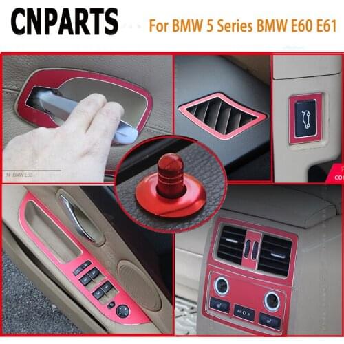 CNPARTS Red Car Styling Interior Mouldings For BMW 5 Series BMW E60 E61 Door Handle Lock Pin Knob Outlet Decorative Sequins