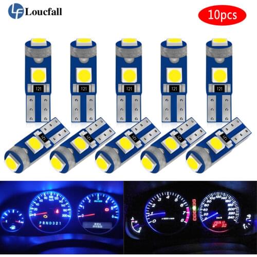 10PCS Car Interior Lights T5 Led Bulb 12V Led Car Interior Lights Dashboard Warming Indicator Wedge Auto Instrument Lamp