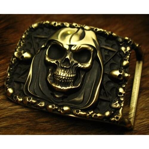 Handmade Death Skull Pattern High-grade Brass Belt Buckle ｜ Mens Belt Head ｜ Belt Accessories