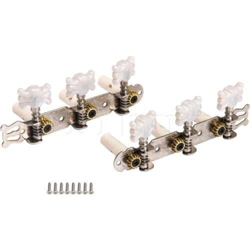 Yibuy 2pcs Metal Machine Heads Tuning Pegs 3R3L for Classical Wooden Guitar Chrome