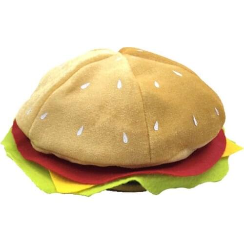 Adult Kids Funny Fast Food Fancy Hat Hamburger Cheeseburger Shaped Carnival Halloween Christmas Party Dress Up Costume